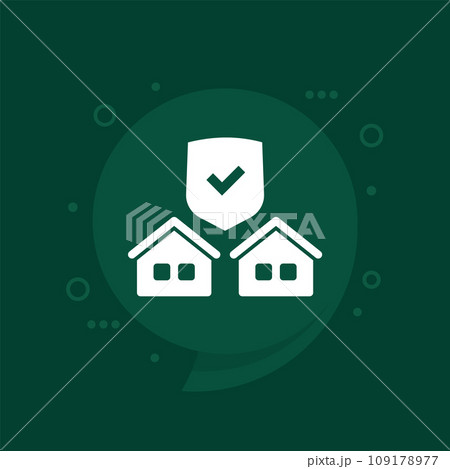 landlord insurance icon with houses landlord insurance icon with houses 109178977