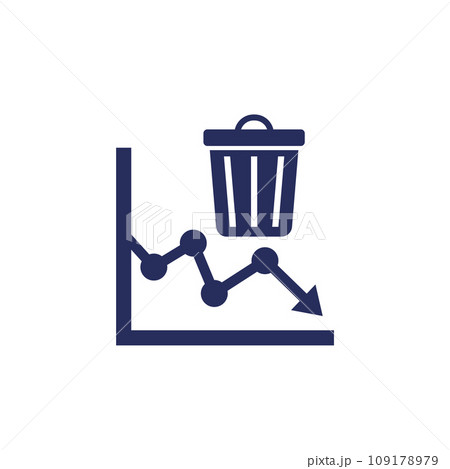Reducing waste icon with a chart and trash bin 109178979
