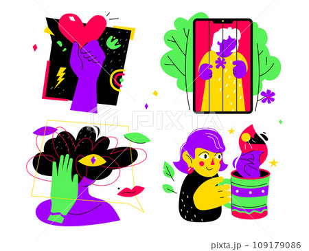 Problems of modern people - flat design style illustration set Problems of modern people - flat design style illustration set 109179086