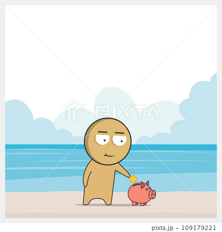 Boy and piggy bank 109179221