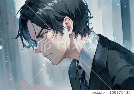 眉間に皺をよせる男の横顔 109179436