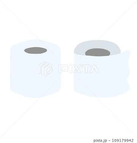 シンプルにデフォルメしたトイレットペーパーの手描きイラストセット シンプルにデフォルメしたトイレットペーパーの手描きイラストセット 109179942
