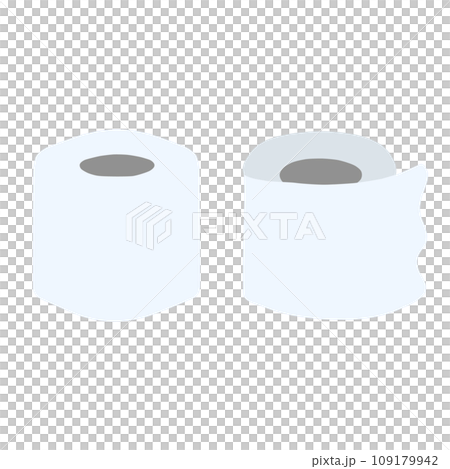 シンプルにデフォルメしたトイレットペーパーの手描きイラストセット シンプルにデフォルメしたトイレットペーパーの手描きイラストセット 109179942