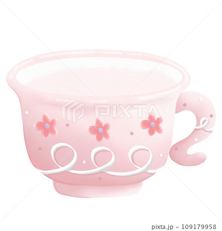 Watercolor tea glass cartoon concept Chinese New Year illustration Watercolor tea glass cartoon concept Chinese New Year illustration 109179958