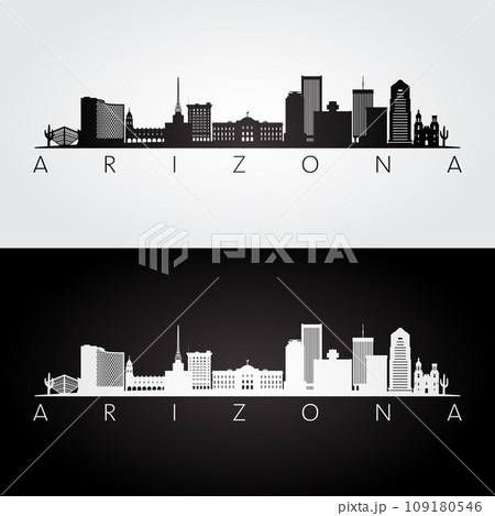 Arizona state skyline and landmarks silhouette Arizona state skyline and landmarks silhouette 109180546