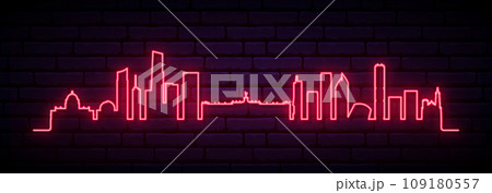 Red neon skyline of Monterrey. Red neon skyline of Monterrey. 109180557