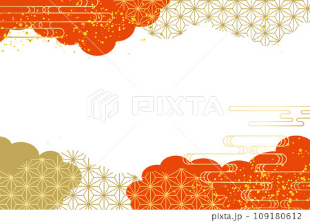 年賀状 正月 和柄 高級感・赤・金・雲 背景 年賀状 正月 和柄 高級感・赤・金・雲 背景 109180612