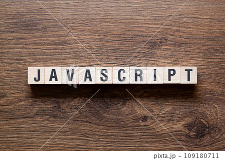 Javascript - word concept on building blocks, text 109180711