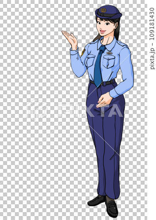 A young female police officer who guides you with a smile_summer pants A young female police officer who guides you with a smile_summer pants 109181430