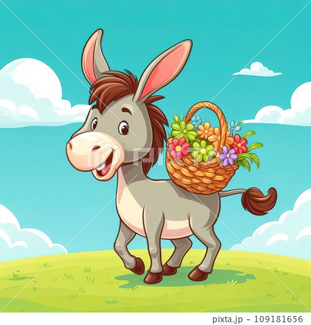 Cheerful donkey smiling. Generative AI 109181656
