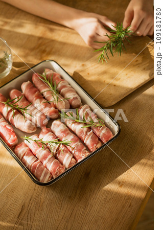 Traditional Christmas dish "Pigs in a blanket" Traditional Christmas dish "Pigs in a blanket" 109181780