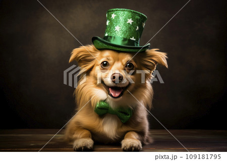 funny dog wearing saint patrick hat funny dog wearing saint patrick hat 109181795