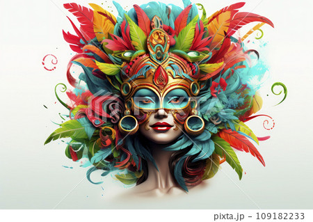 Realistic Brazilian carnival mask isolated on white background Realistic Brazilian carnival mask isolated on white background 109182233