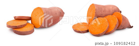 Sweet potato isolated on white background closeup Sweet potato isolated on white background closeup 109182412