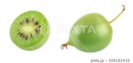 mini kiwi baby fruit or actinidia arguta isolated on white background with full depth of field. 109182416