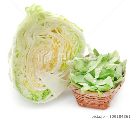 Fresh sliced Iceberg lettuce in a basket 109184861