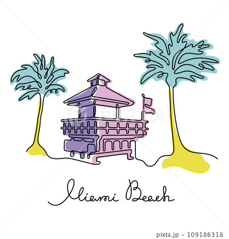 Miami Beach lifeguard tower vector illustration 109186318