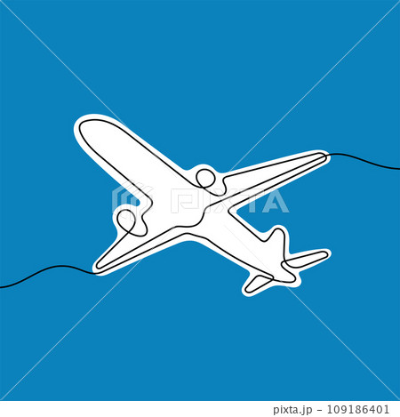 Airplane one line colourful vector illustration Airplane one line colourful vector illustration 109186401