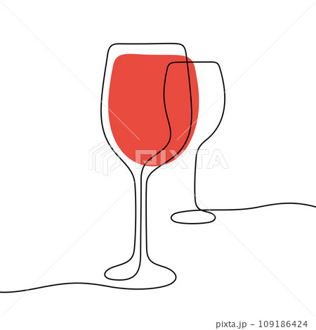 Red wine continuous line vector illustration  109186424