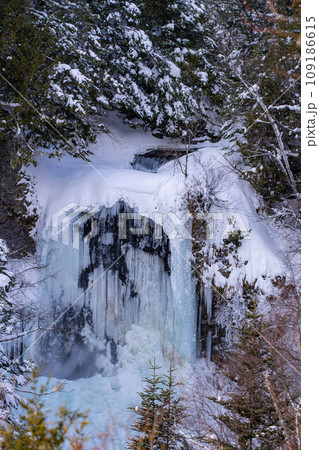 【冬素材】氷結した善五郎の滝【長野県】 109186615