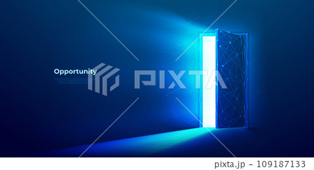 Digital open door in future. Technology portal with bright neon light. Digital open door in future. Technology portal with bright neon light. 109187133