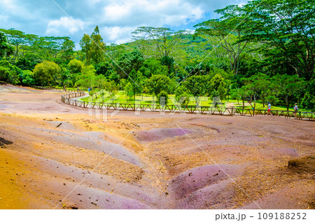 Seven Coloured Earths in Chamarel, Mauritius Island, Indian Ocean. Seven Coloured Earths in Chamarel, Mauritius Island, Indian Ocean. 109188252