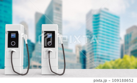 The EV station for technology or transport concept 3d rendering. The EV station for technology or transport concept 3d rendering. 109188652