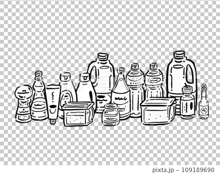 Line drawing illustration set of various seasonings Hand-drawn style line illustrations Line drawing illustration set of various seasonings Hand-drawn style line illustrations 109189690