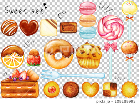 水彩插圖集的糖果 水彩插圖集的糖果 109189995
