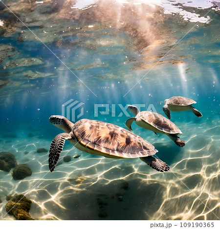 海を泳ウミガメ 海を泳ウミガメ 109190365