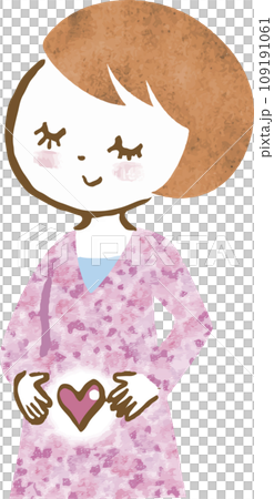 Upper body image illustration of a woman who is pregnant and feels happy (upper body) 109191061