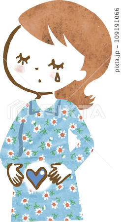 流産して悲しむ女性のイメージイラスト(上半身) 流産して悲しむ女性のイメージイラスト(上半身) 109191066