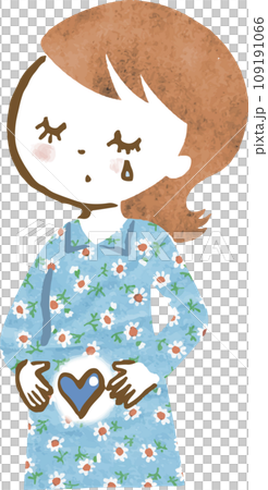 流産して悲しむ女性のイメージイラスト(上半身) 流産して悲しむ女性のイメージイラスト(上半身) 109191066