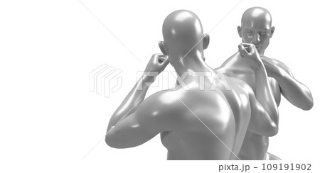 3d render of two boxing shirtless men on white background. 3d render of two boxing shirtless men on white background. 109191902