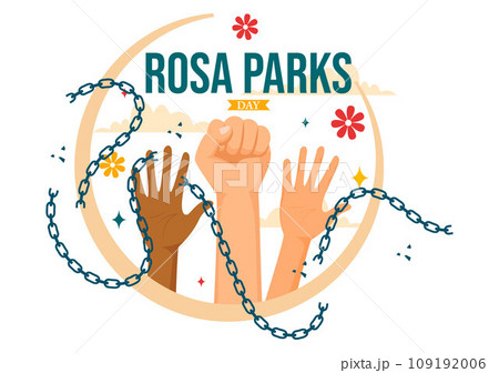 Rosa Parks Day Vector Illustration with the First Lady of Civil Rights, Handcuff and Bus in National Holiday Celebration Flat Cartoon Background 109192006