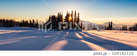 Winter Landscape in Canadian Mountain Landscape. Colorful Sunset. Winter Landscape in Canadian Mountain Landscape. Colorful Sunset. 109192129