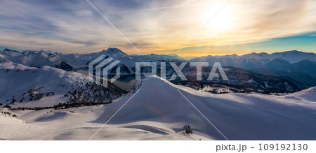 Winter Landscape in Canadian Mountain Landscape. Colorful Sunrise. Winter Landscape in Canadian Mountain Landscape. Colorful Sunrise. 109192130
