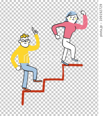 年輕人大力爬樓梯插畫素材 109192729