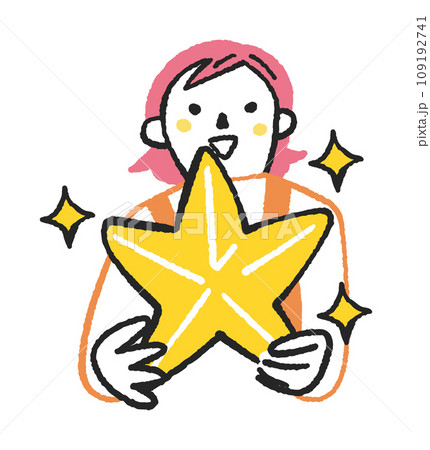 大きな星を掲げる女性　イラスト素材 109192741
