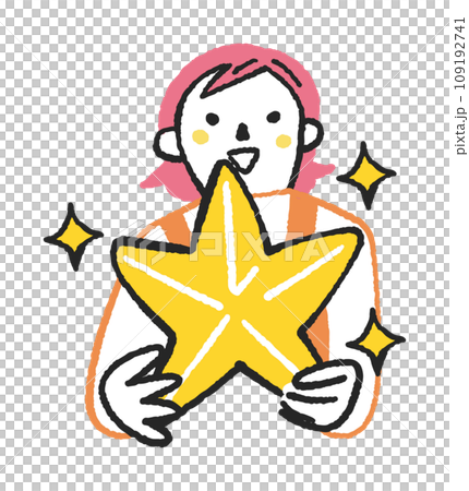 大きな星を掲げる女性　イラスト素材 109192741
