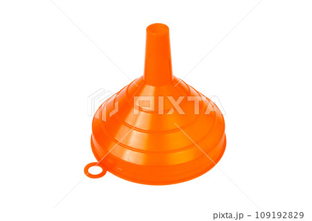 Orange funnel isolated on white background. 109192829