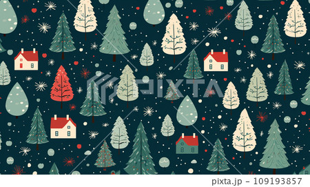 クリスマス関連の連続絵柄の背景図案