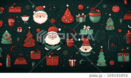 クリスマス関連の連続絵柄の背景図案