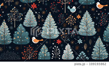 クリスマス関連の連続絵柄の背景図案