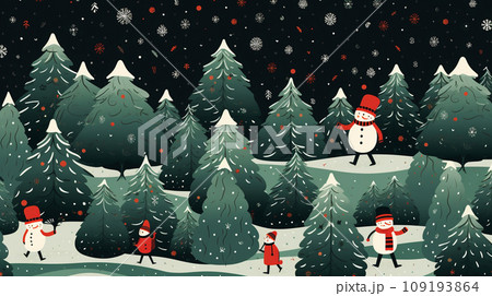 クリスマス関連の連続絵柄の背景図案