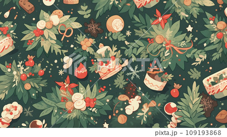 クリスマス関連の連続絵柄の背景図案