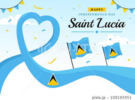 Saint Lucia Independence Day Vector Illustration on February 22 with Waving Flag in National Holiday Celebration Flat Cartoon Background Design 109193951