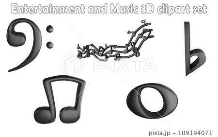 Music notes clipart element ,3D render entertainment and music concept isolated on white background icon set No.1 109194071