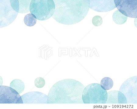 水玉模様の水彩フレーム 青 109194272