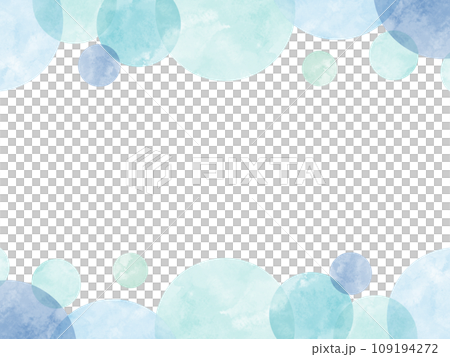 水玉模様の水彩フレーム 青 109194272